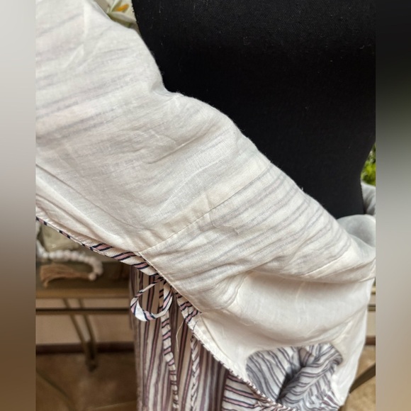 HAYDEN L.A. LACE UP ON OFF SHOULDER PUFF SLEEVE PINK STRIPE MINI DRESS SZ L NWT - Picture 12 of 13